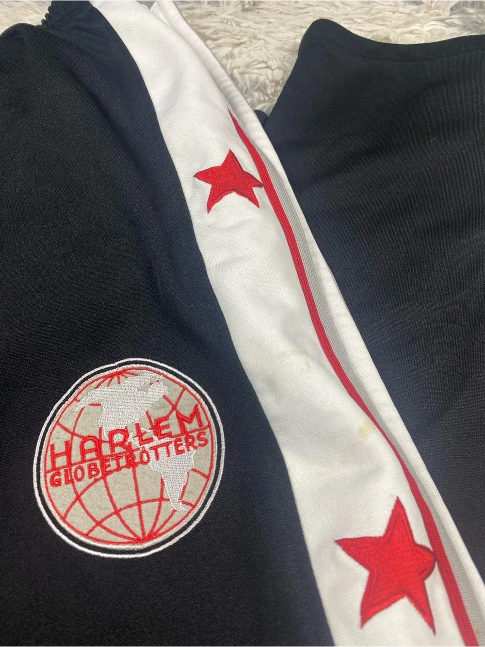 Harlem Globetrotters BlackPants Mens XL Warm Up Tearaway Basketball Snap Buttons